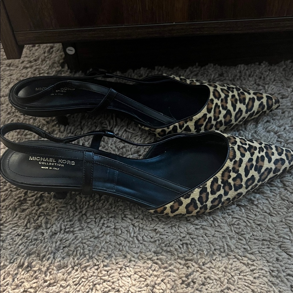 Women’s Michael Kors Black and Tan Leopard Heels